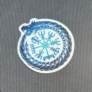 Blue Dragon Old Norse God Masculine Warrior Celtic Art Single Sticker